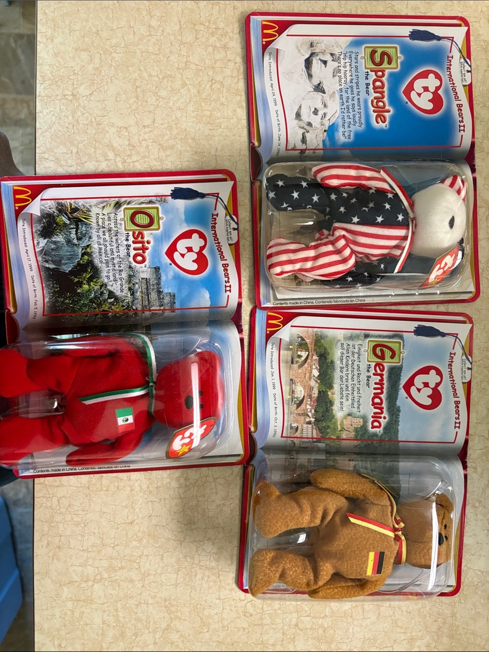 TY Beanie Babies International Bears II Set - Spangle, Osito, Germania, (4)